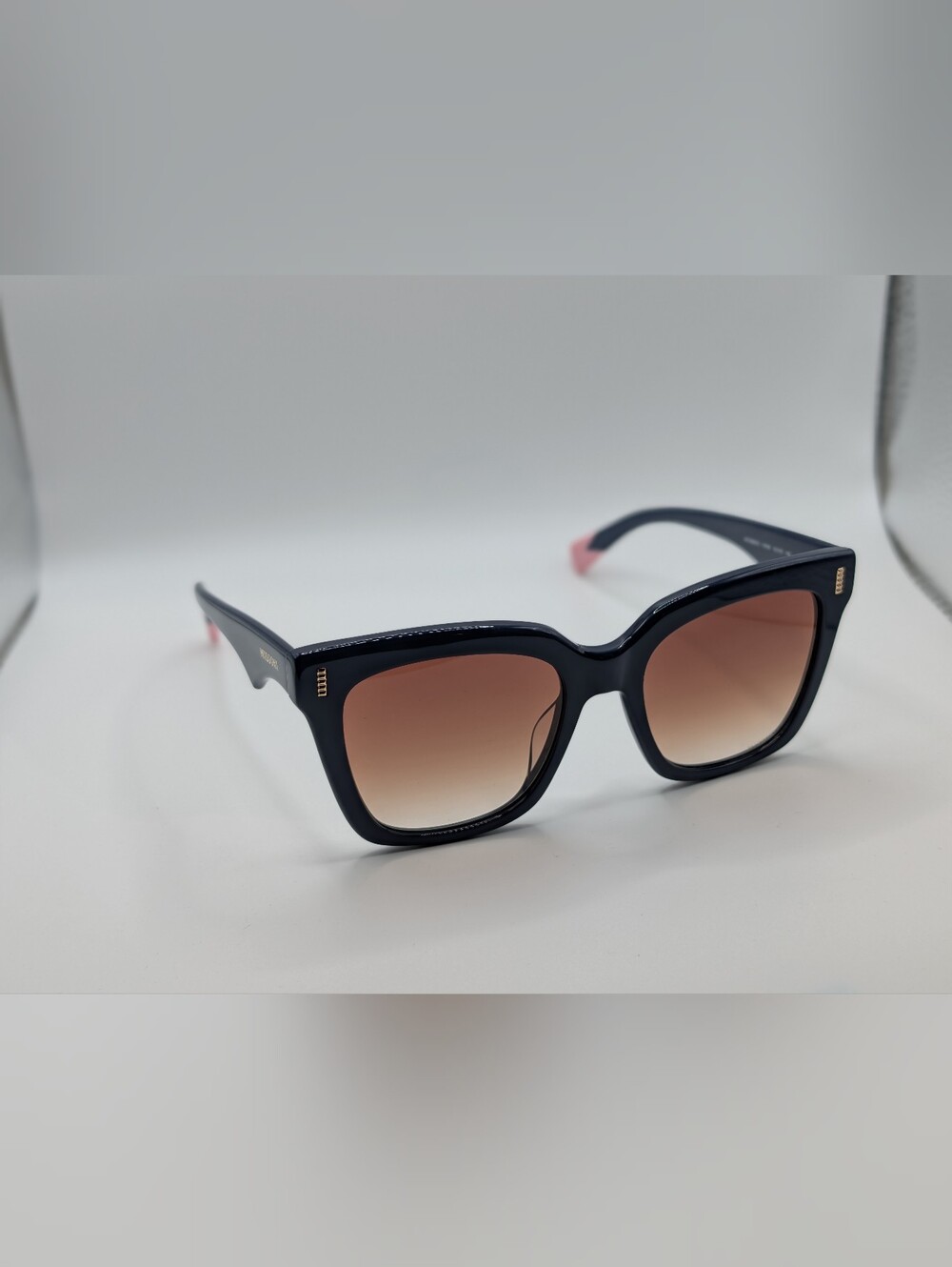 NWT Missoni MIS 0206/G/S Square Sunglasses Navy Blue Pink Accent & Case